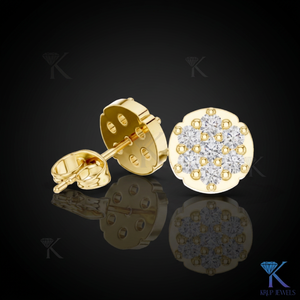 ต่างหูเพชรเลี้ยงในห้องปฏิบัติการทรงดอกไม้ 14K/18K ทองคำแท้ 7 เม็ด เครื่องประดับผู้หญิงชั้นดี ของขวัญวันแต่งงาน วันครบรอบ - Product Image 1