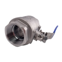Vanne à boisseau sphérique CF8M 1000 WOG avec verrouillage, acier inoxydable 316L de qualité alimentaire, DN50, filetage femelle, vanne de régulation de 2 pouces pour eau, gaz, huile, acide