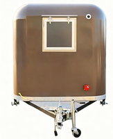 Fiberglass dubbelassige foodtrailer met dubbele service ramen, mobiele fruit- en sapkraam, gereserveerde ruimte voor sapcentrifuge.