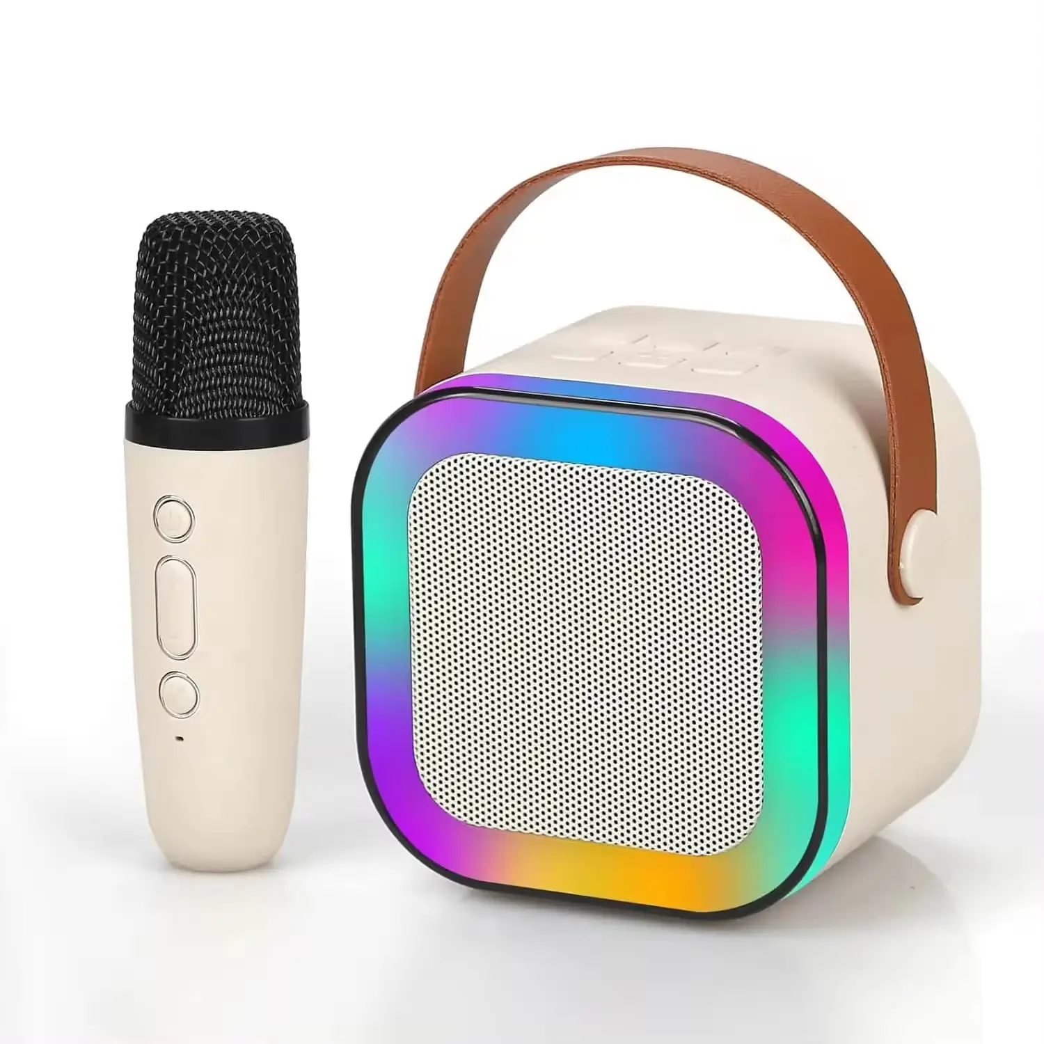 Мини-караоке-машина с беспроводными микрофонами, Bluetooth, светящимся динамиком, караоке-микрофон для пения