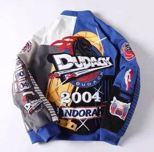 Wholesale oem cotton male nascar jackets custom embroidery logo patch outfit classic streetwear racing jacket mens