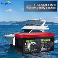 Batterie marine LiFePO4 à décharge profonde 36V 100AH Grade A Haute capacité 6000+ cycles BMS intelligent RS485 Terminal M8 CE RoHS IP67 OEM ODM