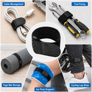 <span class=keywords><strong>Sangle</strong></span> élastique réglable en nylon avec boucle auto-agrippante double face, attache-câble élastique auto-adhésif avec boucle pour batterie - Product Image 2
