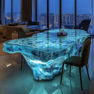 Mesa de epoxi con efecto de hielo esmerilado de lujo R027, muebles artísticos para sala de estar, Bar, escritorio acrílico minimalista de estilo Zen japonés - Product Image 4