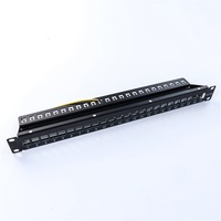 Panel Patch Keystone Kosong 1U 24 Port 19 Inch Cat6 RJ45 UTP Rak Mount Plastik & Baja