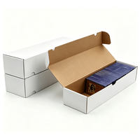 Boîte de rangement personnalisée blanche pour cartes à collectionner avec couvercle rabattable, organisateur en carton pour cartes TCG, jeux sportifs et cartes de collection