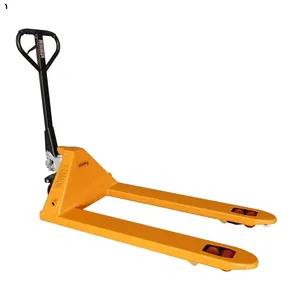 Chariot à palettes manuel, capacité de charge de 3 tonnes, longueur des fourches de 1220 mm, chariot à main en acier orange pour utilisation en usine en intérieur - Product Image 2