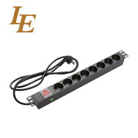 Bloc d'alimentation PDU 19 pouces 6 ou 8 prises 1U en alliage d'aluminium DIN49440 avec protection contre les surtensions certifié CE 16A pour racks de serveurs