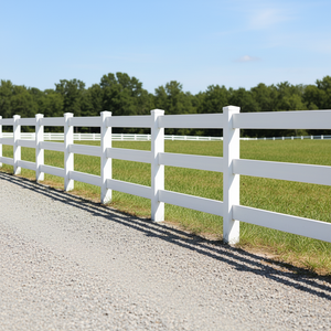 Postes de PVC Negros/Blancos con 3 Rieles para Establos y Granjas al Aire Libre - Cercas Naturales Tratadas a Presión - Product Image 1