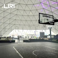 Dôme géodésique en acier avec couverture en PVC blanc de 35 m, tente de jeu de basket-ball 3x3