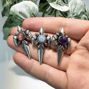 Gioielli con ciondolo croce retrò stile Punk pietre naturali Charoite <span class=keywords><strong>acquamarina</strong></span> moda gotico croce spada Charms per <span class=keywords><strong>collana</strong></span> da uomo - Product Image 5