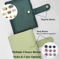 Organiseur A6 en cuir rigide à 6 anneaux avec fentes pour cartes, pochette zippée, anneaux métalliques, journal pour usage quotidien, cadeau