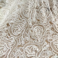Tissu en dentelle florale respirant et hydrosoluble 100% coton pour vêtements ou robe hawaïenne, tissu en dentelle brodée