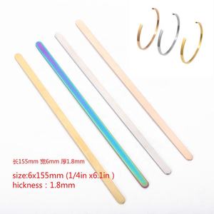 Commercio all'ingrosso per le donne Flessione piatto in acciaio inox pianura del polsino del braccialetto 1/4 pollici di larghezza incisione del metallo del braccialetto spazi vuoti braccialetto - Product Image 2
