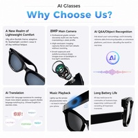 Gafas Inteligentes con IA, Cámara de 8MP, Video 1080P, Traducción en Tiempo Real a Más de 100 Idiomas, Preguntas y Respuestas con IA, 49g, IP67, Llamadas Inalámbricas, Reproducción de Música por Aplicación
