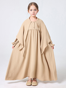 Ramadan Moyen-Orient Musulman <span class=keywords><strong>Abaya</strong></span> <span class=keywords><strong>Fille</strong></span> Robe À Capuche Robe Avec Couleur Unie À Capuche Manchette Conception Bouton Robe Kebaya Robe - Product Image 4