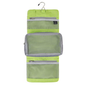 Pochette de rangement de voyage verte, sac organisateur de cosmétiques en maille suspendu avec poches zippées, pliable, capacité moyenne - Product Image 1