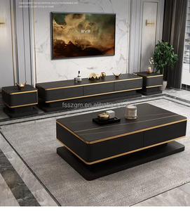 シンプルでモダンなホームリビングルーム寝室の家具木製ベーキングペイント収納壁テレビキャビネットテレビスタンドコーヒーテーブル - Product Image 5