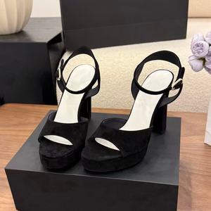 Chaussures à talons hauts pour femmes, à semelles épaisses, en tissu pelucheux, confortables et polyvalentes, de qualité supérieure - Product Image 1