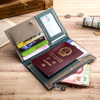 Funda de billetera para pasaporte con bloqueo RFID de cuero nuevo y genuino, organizador de documentos de viaje, tarjetero para familia y pasaporte