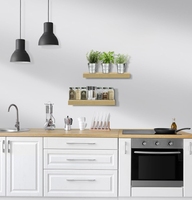 Plateaux de rangement flottants en pin [Rustique/Moderne] avec logo personnalisé/en gros, ensemble mural [3/6] en acier inoxydable pour chambre et salon