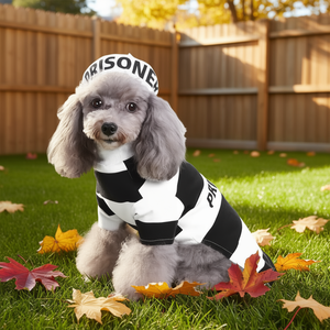 Costume de chien rayé rétro pour animaux de compagnie, uniforme amusant noir et blanc taille XS pour chiens toutes saisons - Product Image 2