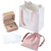 Boîtes de rangement pour boucles d'oreilles de luxe en carton avec logo imprimé personnalisé, couleur rose, avec sac en velours flanelle
