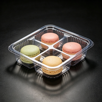 Boîte à quatre compartiments personnalisée de qualité alimentaire, plateau en plastique transparent à cloisons, conteneur jetable séparé pour pâtisserie, emballage individuel
