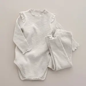 शरद ऋतु लंबी बांह बच्चे लड़की छीन Bodysuit शिशु Romper बच्चा झालर पजामा Onesie कपड़े सेट