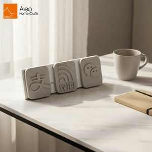 Panneau publicitaire en béton haute densité écologique, personnalisable avec logo, mots artistiques et signalisation Wi-Fi, sur pied de bureau - Product Image 1