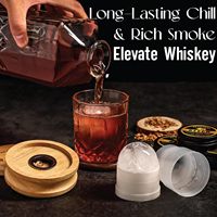 Kit de fumage pour whisky, ensemble d'outils de bar, copeaux de bois naturels, 2 verres, moules à glace, pour cocktails Old Fashioned, cadeau pour hommes TX