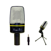 Microphone à condensateur filaire de bureau omnidirectionnel avec suspension antichoc pour ordinateur, jeux, podcasting, conférences, léger et portable