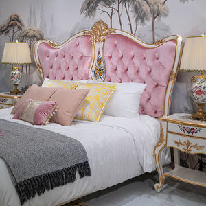 Cama Doble de Madera Maciza Estilo Francés JEELIAN, Romántica con Incrustaciones de Chapa, Moderna Cama Rosa Estilo Princesa con Marco de Estilo Suave - Product Image 4