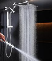 Ensemble de douche pour salle de bain, pomme de douche pluie 10 pouces avec douchette à main, double pomme de douche haute pression en acier inoxydable
