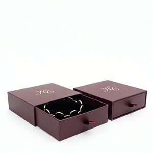 Boîte à bracelet à breloques, emballage personnalisé pour bijoux, boîte à tiroir rigide avec insert en suède, estampage à chaud, logo personnalisé pour la vente au détail de bijoux OEM - Product Image 4
