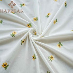 قماش قطني ناعم منسوج مطرز بزهور عباد الشمس من HAPPEAK لفساتين الصيف - Product Image 4