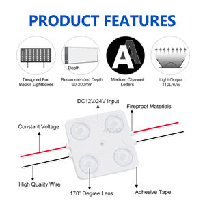 Hot Sell 12V Square <b>Led</b> <b>Strip</b> Module Outdoor Digital CE Waterproof IP65 Soft 4 Module <b>Led</b> 2W 7000K For Advertising Sign Box - Product Image 6