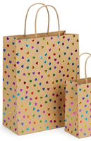 Kit d'emballage cadeau en papier kraft écologique recyclable imprimé en gravure mini-cœur coloré, sacs cadeaux, boîtes, cartes, emballages pour carnets