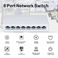 Switch Ethernet non géré 8 ports 100 Mbps pour caméra CCTV, compact, plug-and-play, mini-switch de bureau