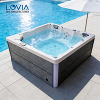 Jacuzzi extérieur moderne pour 5 personnes, spa en acrylique, spa à remous autoportant avec de nombreux jets de massage puissants pour la cour
