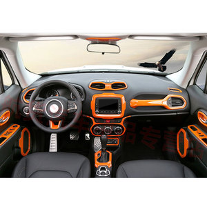 Accesorios Interiores para Automóvil Color Naranja para <span class=keywords><strong>Jeep</strong></span> <span class=keywords><strong>Renegade</strong></span> 2016-2021, Panel de Cambios, Perilla de Cambio, Ajuste del Asiento, Cubierta del Volante - Product Image 1