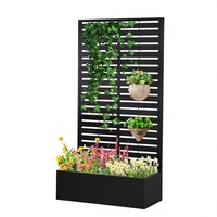 Jardinière surélevée en métal au design personnalisé avec treillis, gravure laser 3D, trous de drainage étanches et écran d'intimité