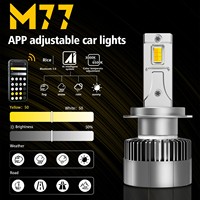 Nouvelles phares LED de voiture M77 avec application mobile, température de couleur réglable, 60W 12V, double tube en cuivre universel, haute luminosité, feux antibrouillard