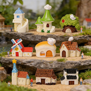 Ornements de <span class=keywords><strong>maison</strong></span> miniatures en résine, décorations de simulation DIY pour paysages, accessoires de micro-paysage en mousse, pack en vrac - Product Image 1