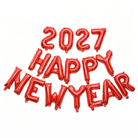 Ballons Joyeux Nouvel An 2027, 16 pouces, en feuille de Mylar, en forme de lettres, pour la fête du Nouvel An 2027, la fête du Nouvel An du 31 décembre, la fête du Nouvel An du 1er janvier, et la décoration d'anniversaire