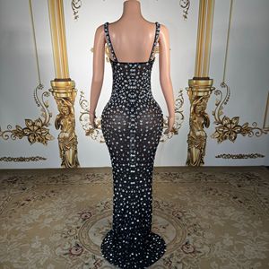 Splendido Abito Lungo da <span class=keywords><strong>Sera</strong></span> Nero con Cristalli e Strass, Aderente, per Eventi e Cocktail - Product Image 6
