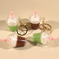 Porte-clés simulé en forme de café latte avec logo interchangeable, pendentif latte glacé Americano, accessoires pour café