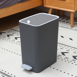 Foot Operated Kitchen Trash Can 8L Rectangular Pedal Indoor Waste <b>Bin</b> - Product Image 4