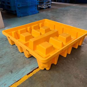 พาเลทพลาสติกสีเหลือง HDPE ความสูง 103 มม. รับน้ำหนักได้ 2.0 ตัน แบบเข้าได้ 4 ทาง สำหรับเก็บสารเคมีและถังน้ำมัน - Product Image 2