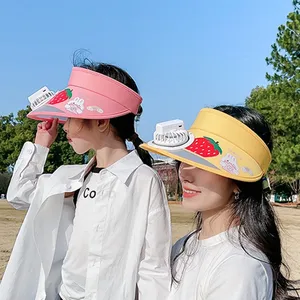 FF1096 karikatür USB ücretli Fan kapağı UV koruma geniş ağız vizör kapağı kadın erkek çocuklar güneşlikler şapka